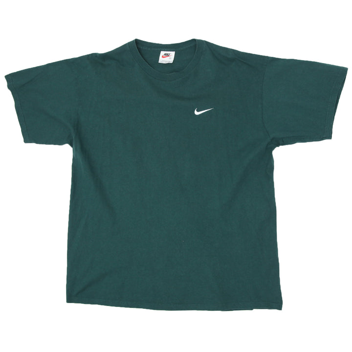 90's Vintage Nike Swoosh Embroidered Crewneck T-Shirt Green Made In USA XL