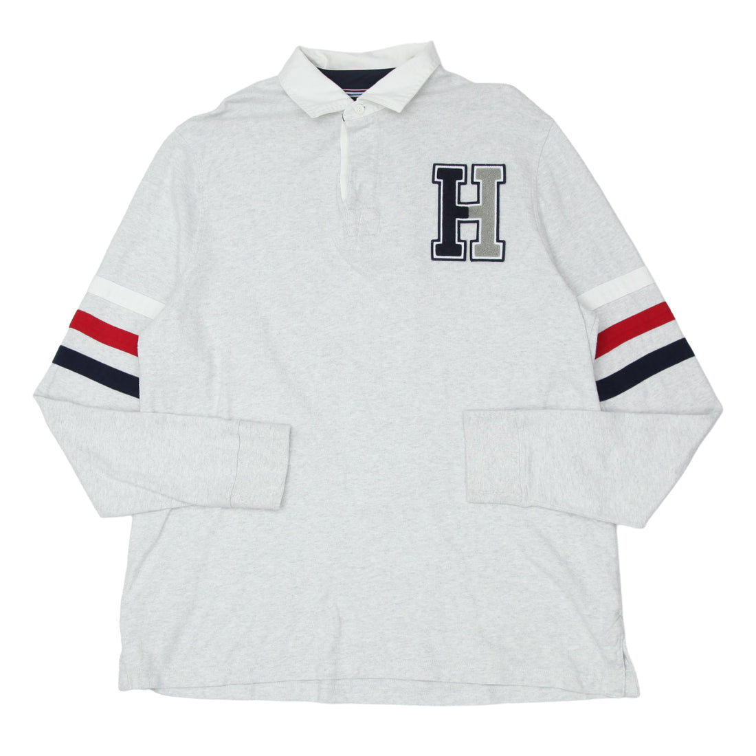 Tommy Hilfiger Rugby Shirt Pink Long Sleeve Striped Spell Out 10 12