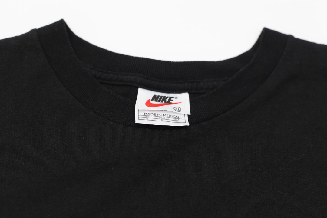 90's Vintage Nike Swoosh Embroidered Crewneck T-Shirt Black  XL