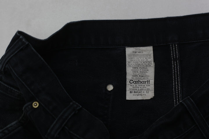 Mens Carhartt B01 BLK Dungaree Fit Double Knee Pants