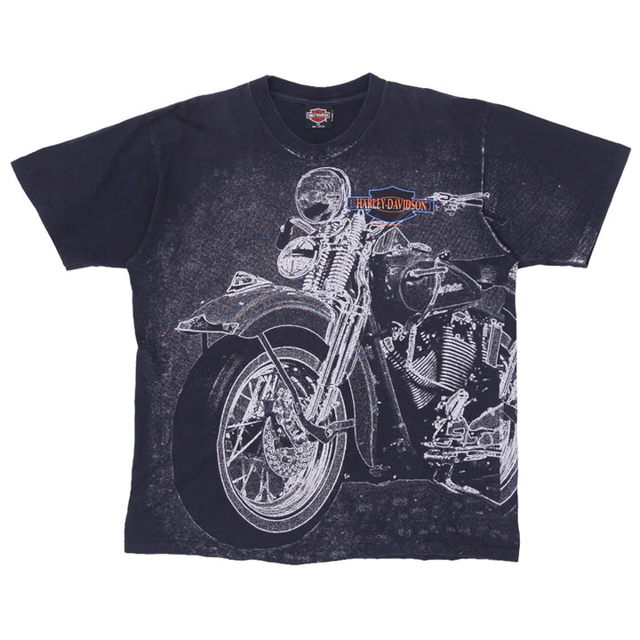 Vintage 1992 Harley Davidson Motorcycles Rider AOP T-Shirt, Single Stitch Made In USA, XL - Fashion Rerun Vintage Migration_T-Shirt