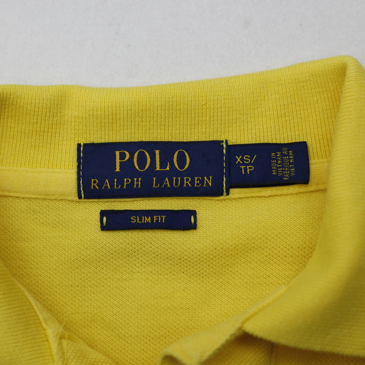 Mens Polo Ralph Lauren Slim Fit Polo Yellow Embroidered Logo Size XS | Migration_T-Shirts - Back View | Fashion Rerun