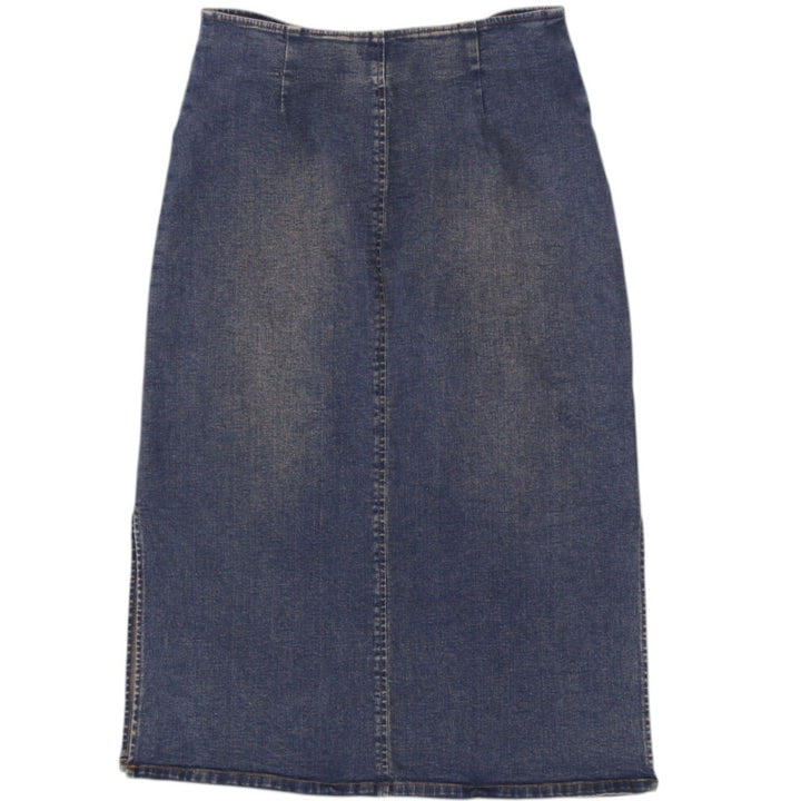 Y2K Ladies Smart Set Floral Embroidered Denim Skirt Size L | Migration_Skirts - Side View | Fashion Rerun