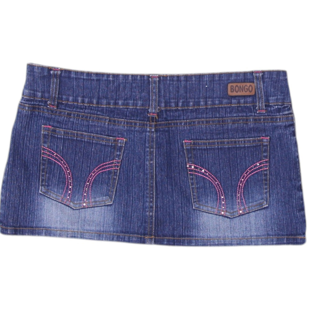 Y2K Ladies Distressed Button Close Denim Mini Skirt Size3 | Migration_Skirts - Side View | Fashion Rerun