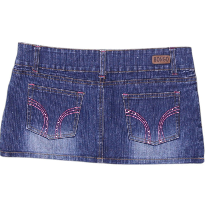 Y2K Ladies Distressed Button Close Denim Mini Skirt Size3 | Migration_Skirts - Side View | Fashion Rerun