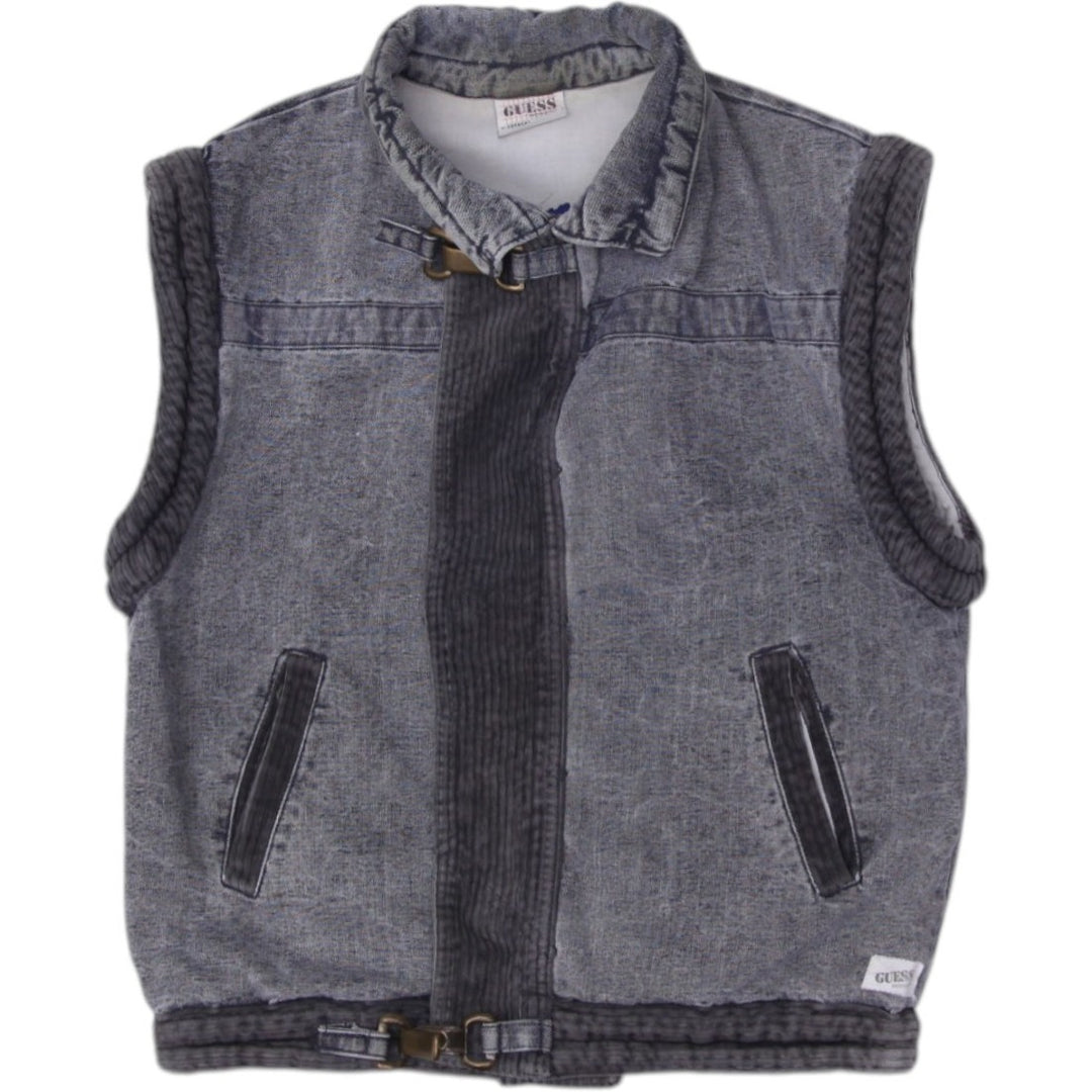 Vintage 80s Guess Georges Marciano Denim Corduroy Snap Button Vest | Migration_Vests | Fashion Rerun