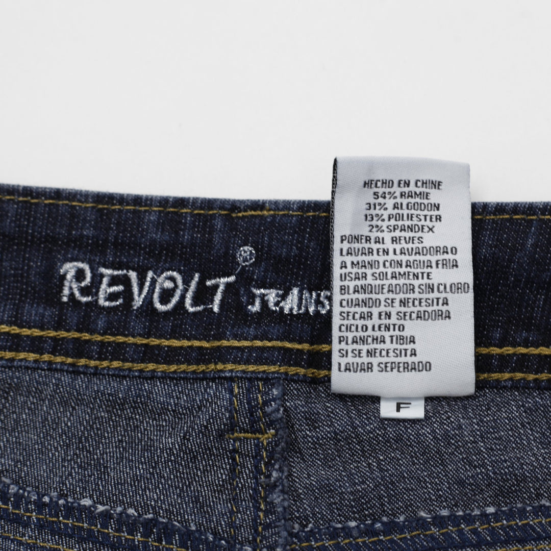 Y2K Ladies Revolt Jeans Blue Butterfly Embroidered Denim