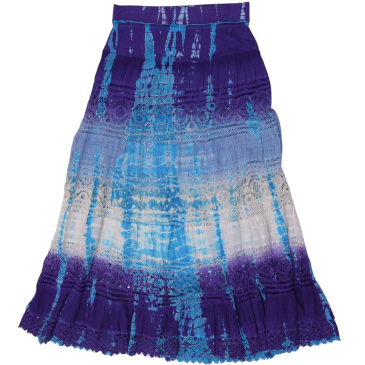 Y2K Ladies Cute Options Tie Dye Tiered Cotton Maxi Skirt Size L