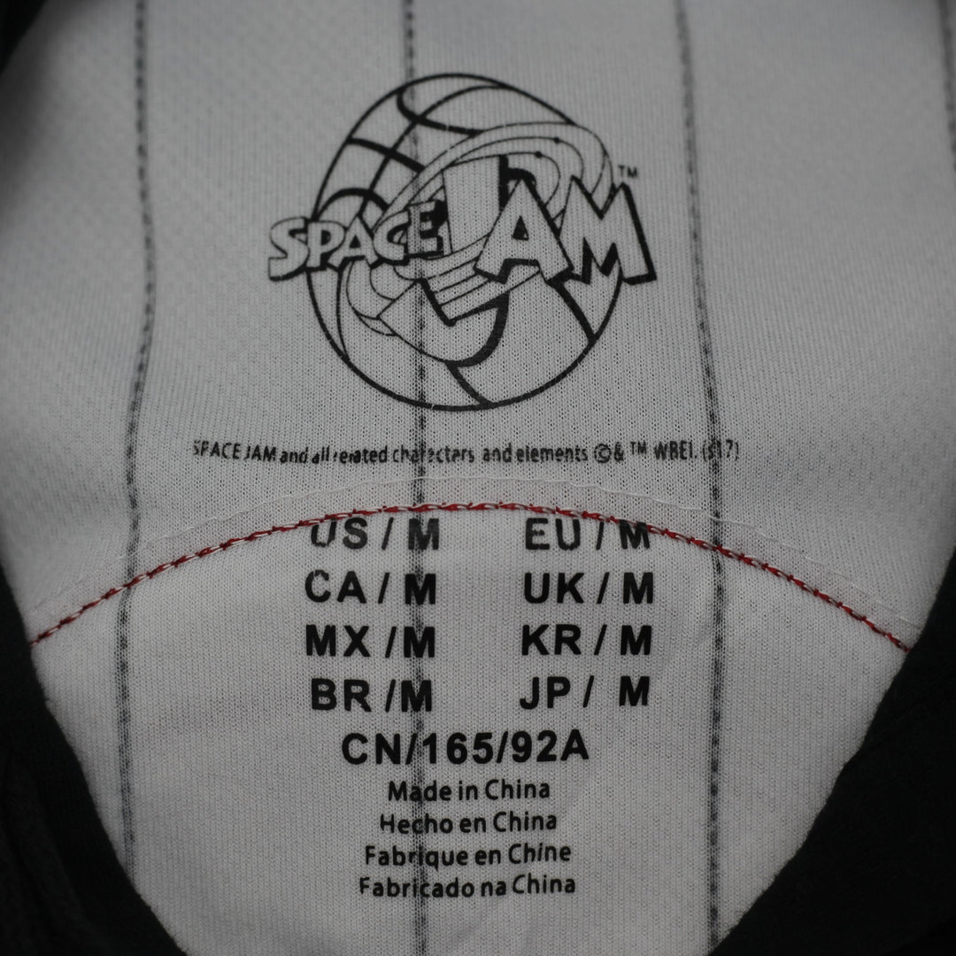 Mens Space Jam Tune Squad Hoodie White Pinstripe Graphic Jersey Size M | Migration_Jerseys - Back View | Fashion Rerun