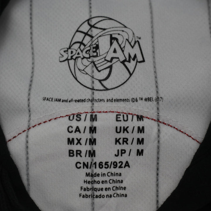 Mens Space Jam Tune Squad Hoodie White Pinstripe Graphic Jersey Size M | Migration_Jerseys - Back View | Fashion Rerun