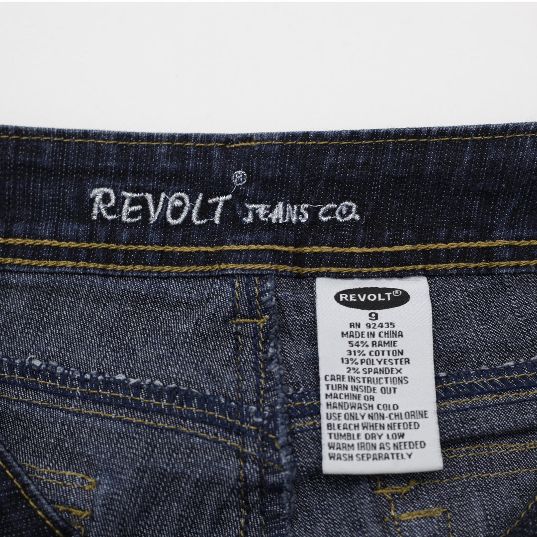 Y2K Ladies Revolt Jeans Blue Butterfly Embroidered Denim