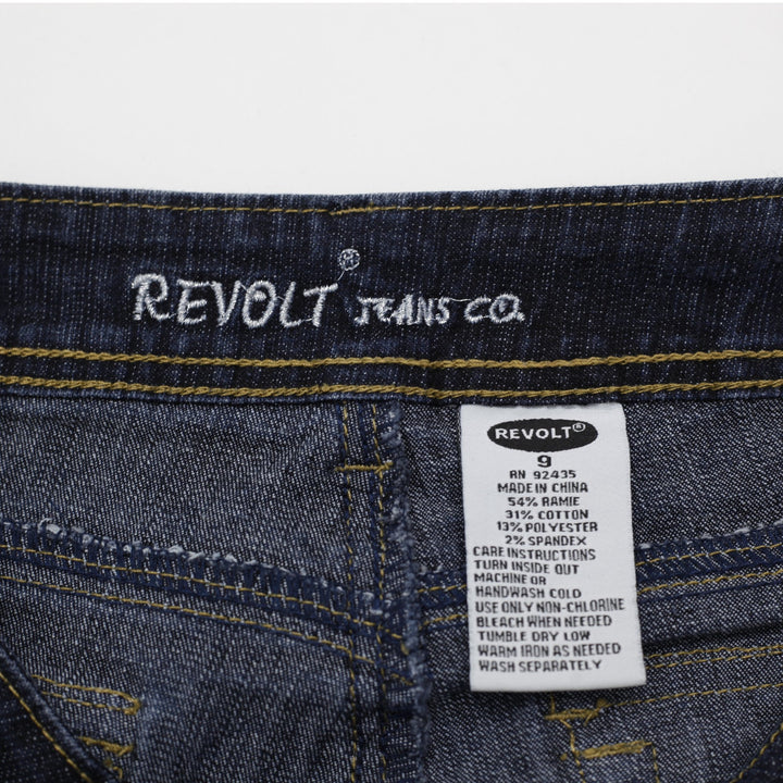 Y2K Ladies Revolt Jeans Blue Butterfly Embroidered Denim