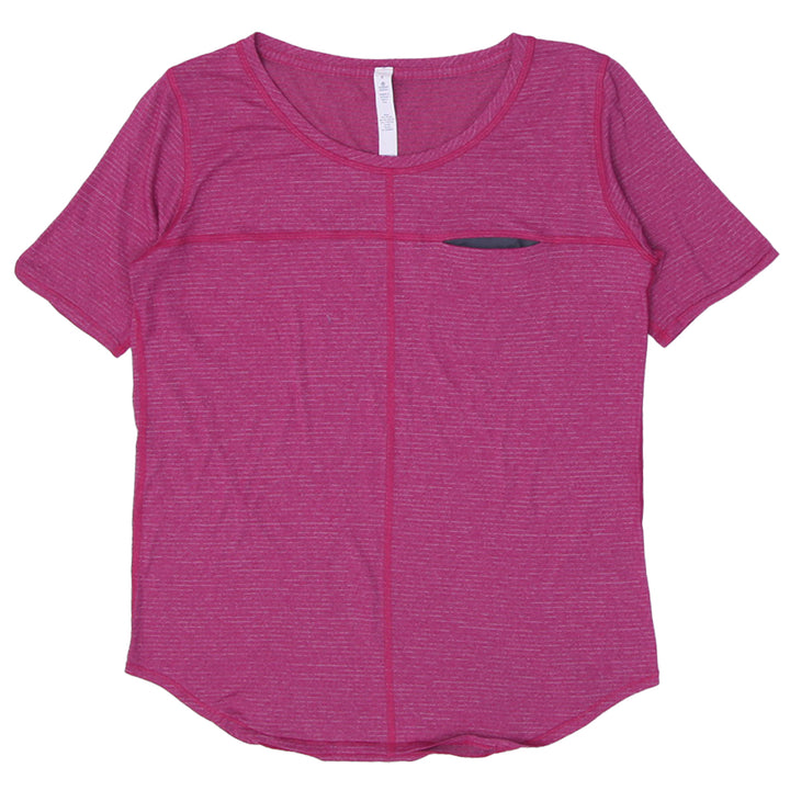 Ladies Lululemon Pink Striped Sports T-Shirt
