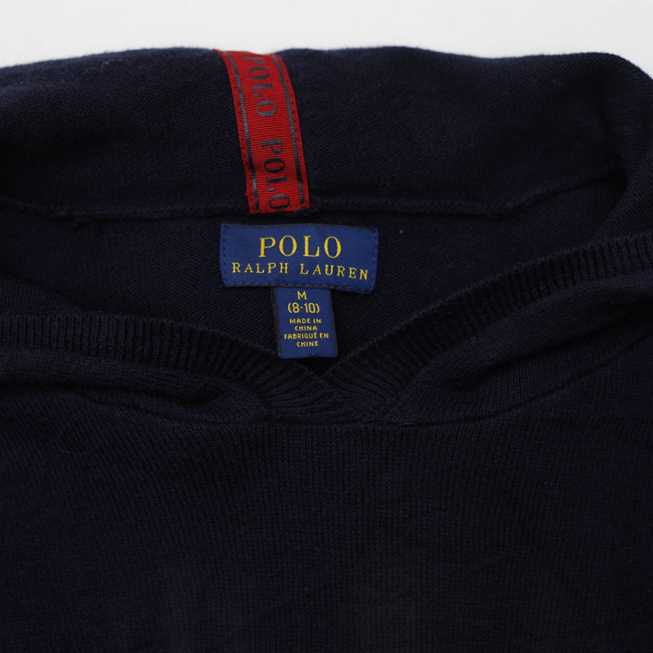 Vintage Youth Girls Polo Ralph Lauren Sequin Flag Cotton Navy Hoodie