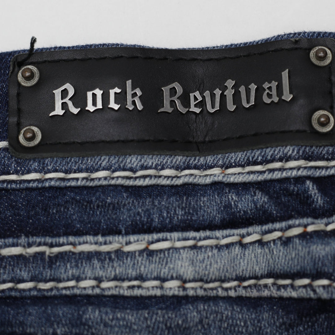 Y2K Ladies Rock Revival Buckle Sasha Straight Thick Contrast Stitch Jeans 29