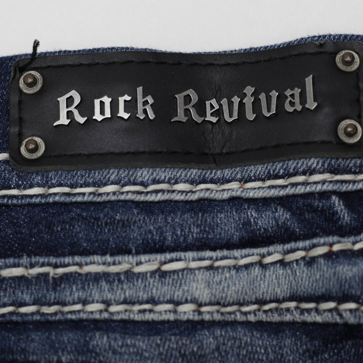 Y2K Ladies Rock Revival Buckle Sasha Straight Thick Contrast Stitch Jeans 29