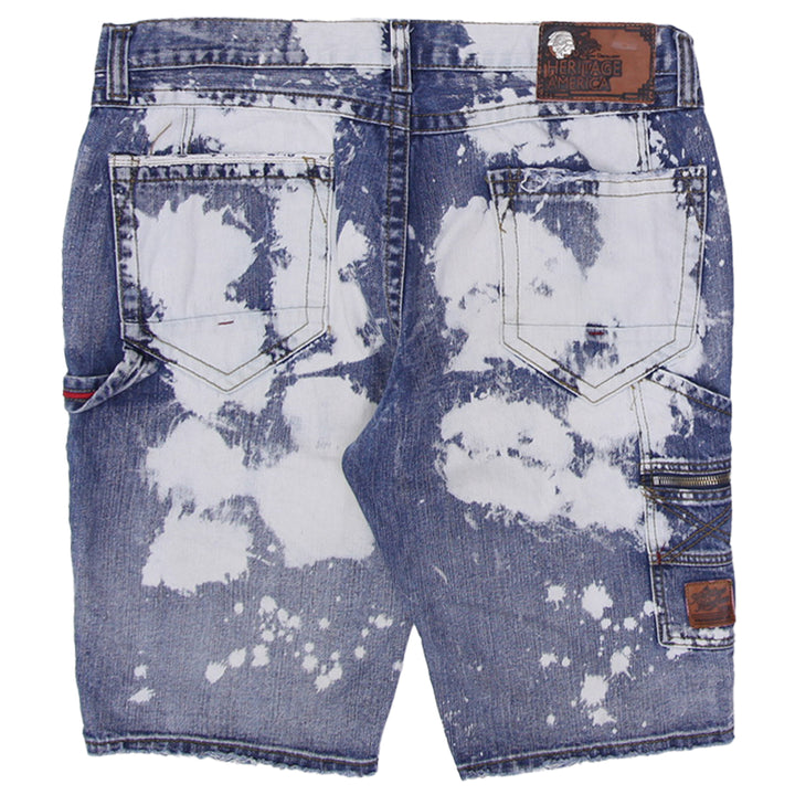 Mens Heritage America Acid Washed Denim Shorts