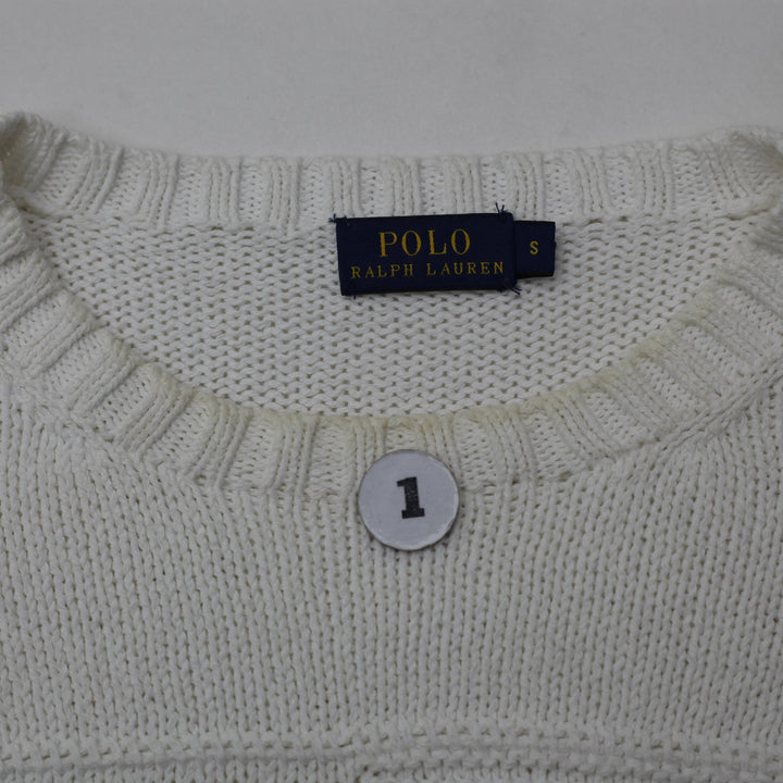 Vintage Ladies Polo Ralph Lauren Iconic American Flag Cotton Crewneck Sweater S