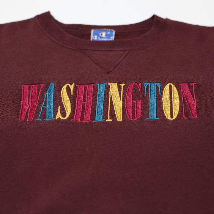 Vintage Mens Champion Washington Sweatshirt Maroon Embroidered Logo Size L