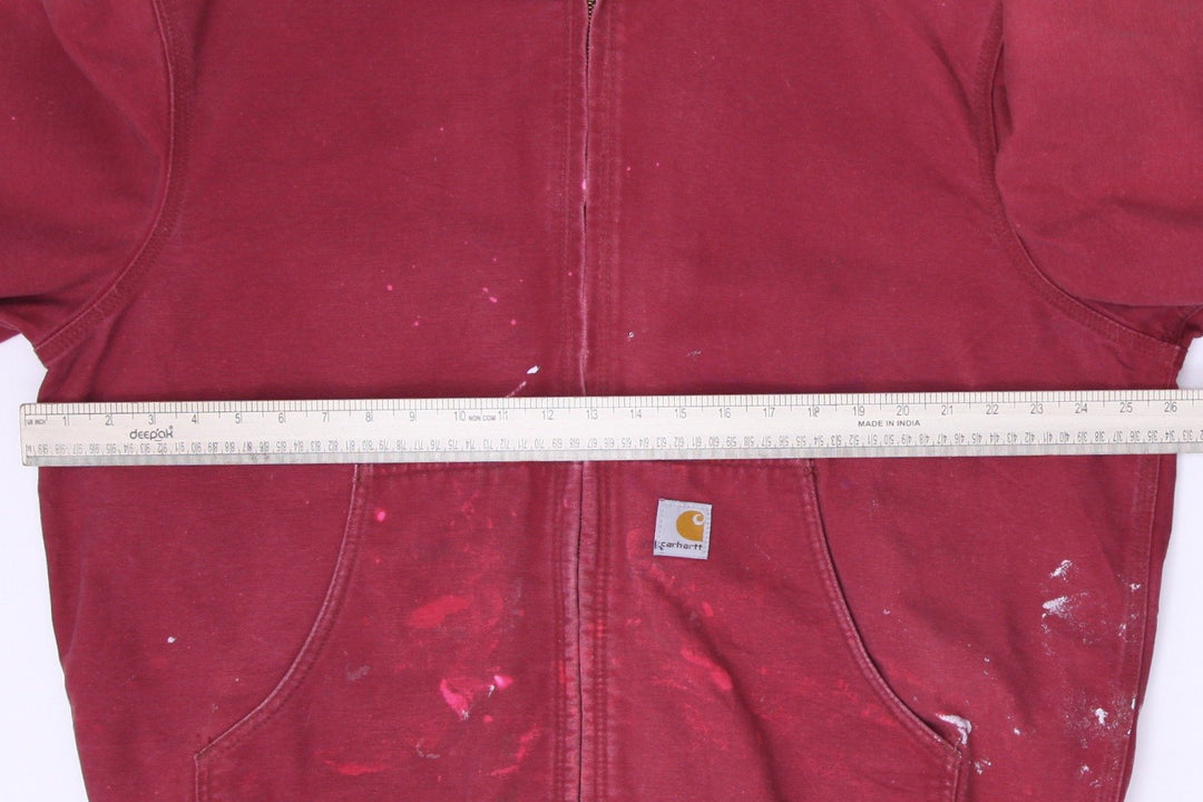 Vintage Carhartt J158 DKR Jacket Mens 2XL Red Fleece Lined Workwear Jacket