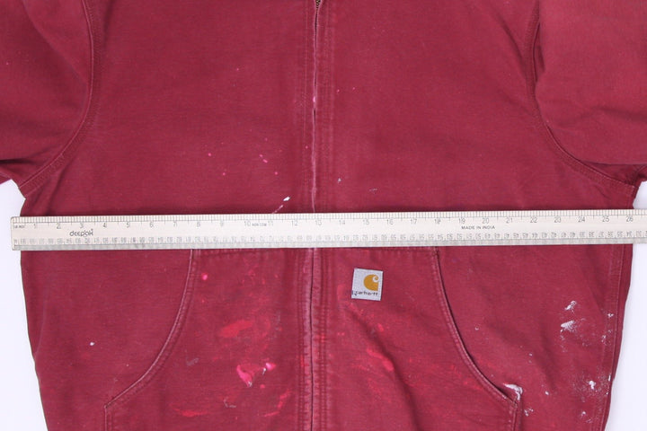 Vintage Carhartt J158 DKR Jacket Mens 2XL Red Fleece Lined Workwear Jacket