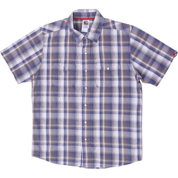 Mens The North Face Short Sleeve Plaid Pearl Snap Shirt Size M