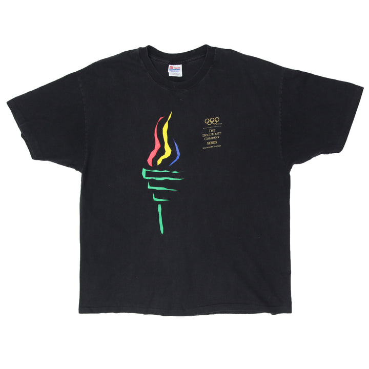 Vintage Xerox USA Olympic Sponsor T-Shirt Single Stitch Black Hanes XXL