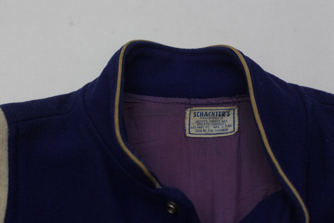 Vintage Schachter's Scotia Bank Financial League Champion Patch Wool Varsity Jacket