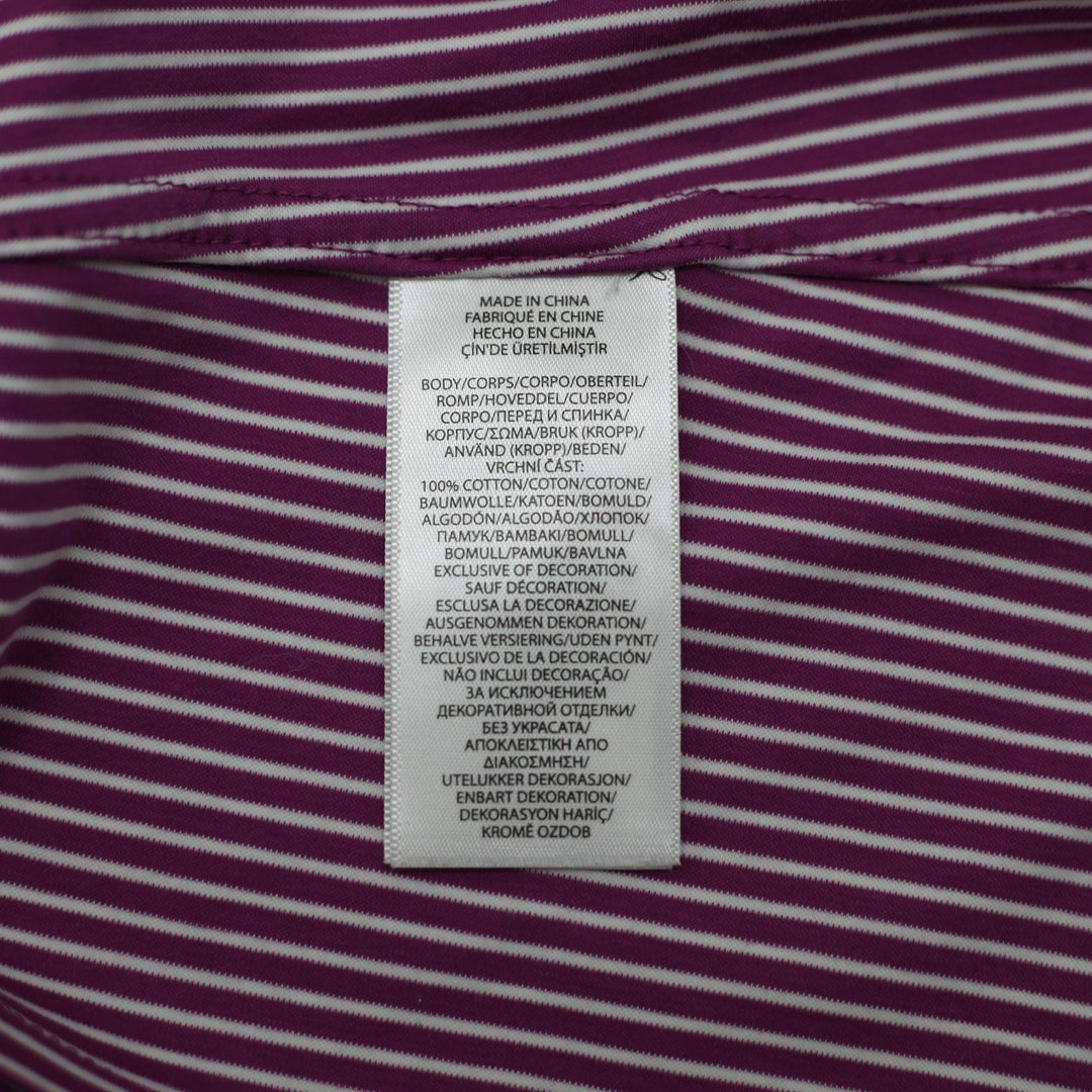 Ladies Ralph Lauren Knit Dress Shirt Purple Striped Cotton Size M