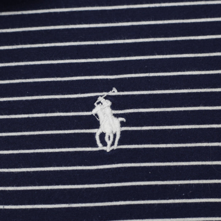 Mens Polo Ralph Lauren Navy & White Striped Pima Cotton Polo T-Shirt Size M