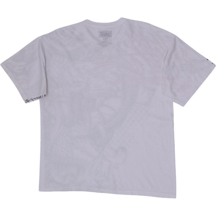 Y2K Mens MMA Elite Dragon Graphic All Over Print White Cyber Grunge T-Shirt XL