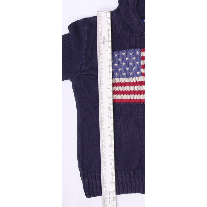 Vintage Ralph Lauren Navy American Flag Logo Knitwear Hoodie Size S | Migration_Hoodies - View 7 | Fashion Rerun