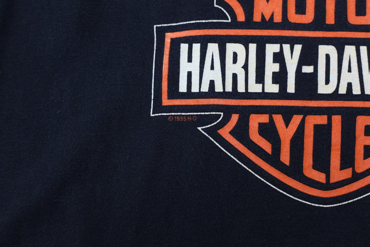 1995 Vintage Harley Davidson T-Shirt Single Stitch Made in USA Black XL