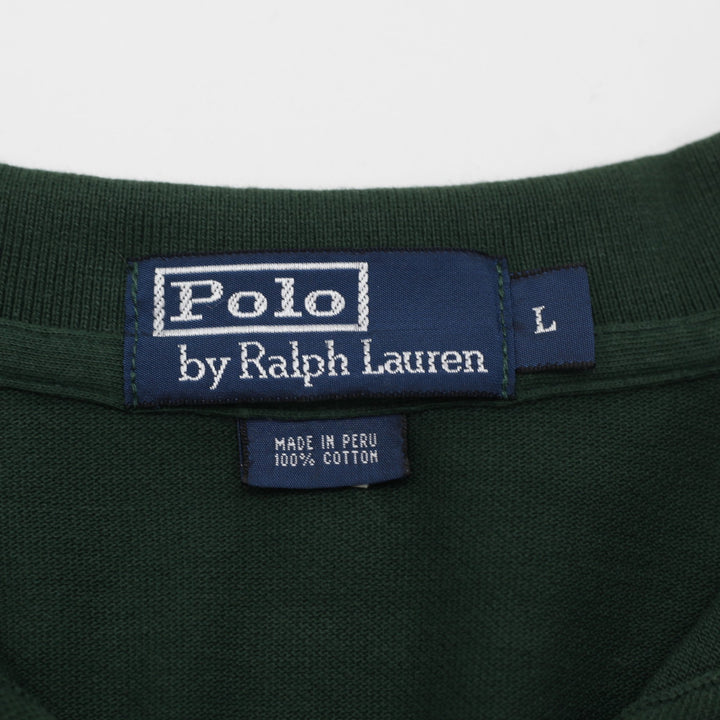 Mens Ralph Lauren Polo Green Embroidered Cotton Collar T-Shirt Size L