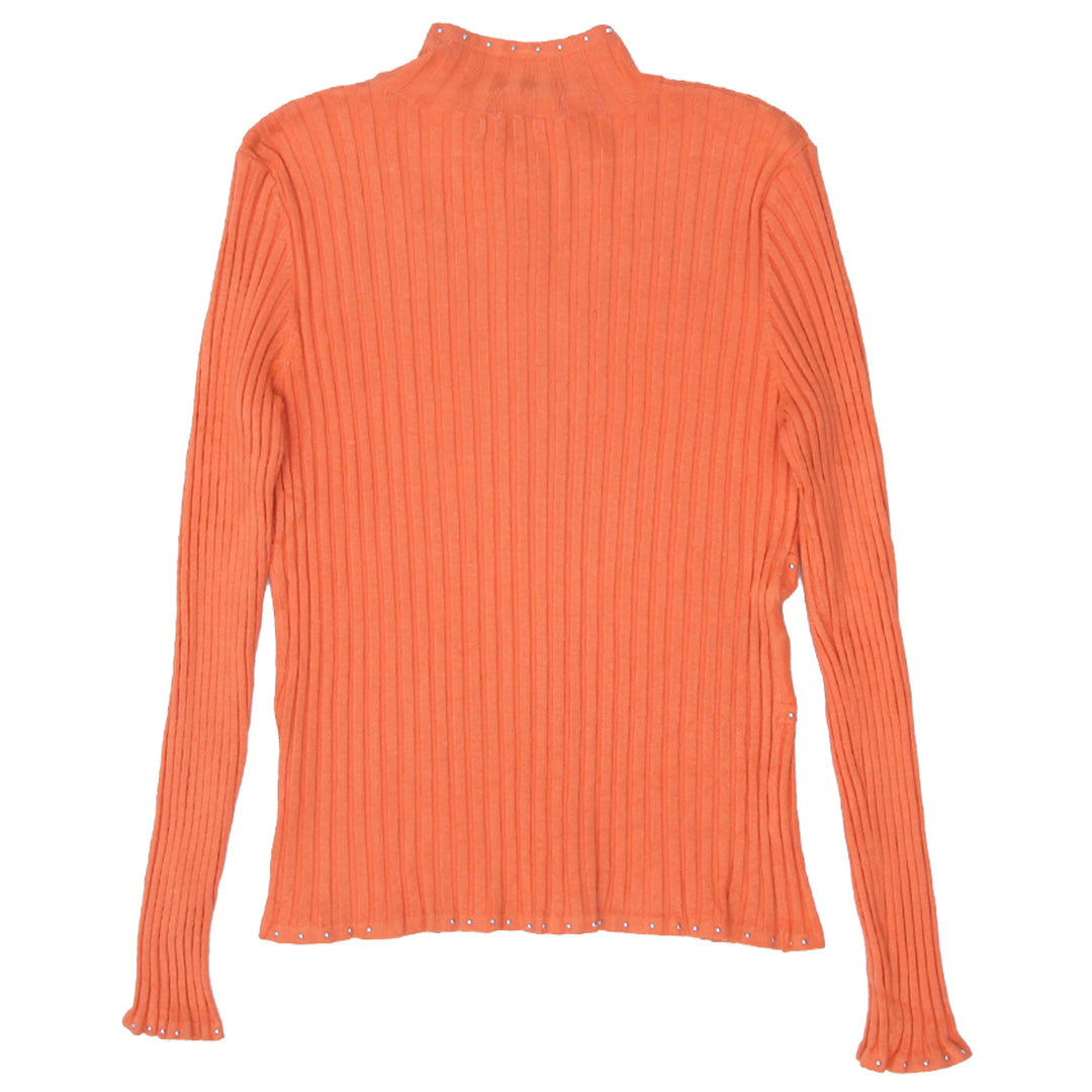 Y2K Belldini Full Zip Orange Rib Top - Fashion Rerun Vintage Migration_Tops