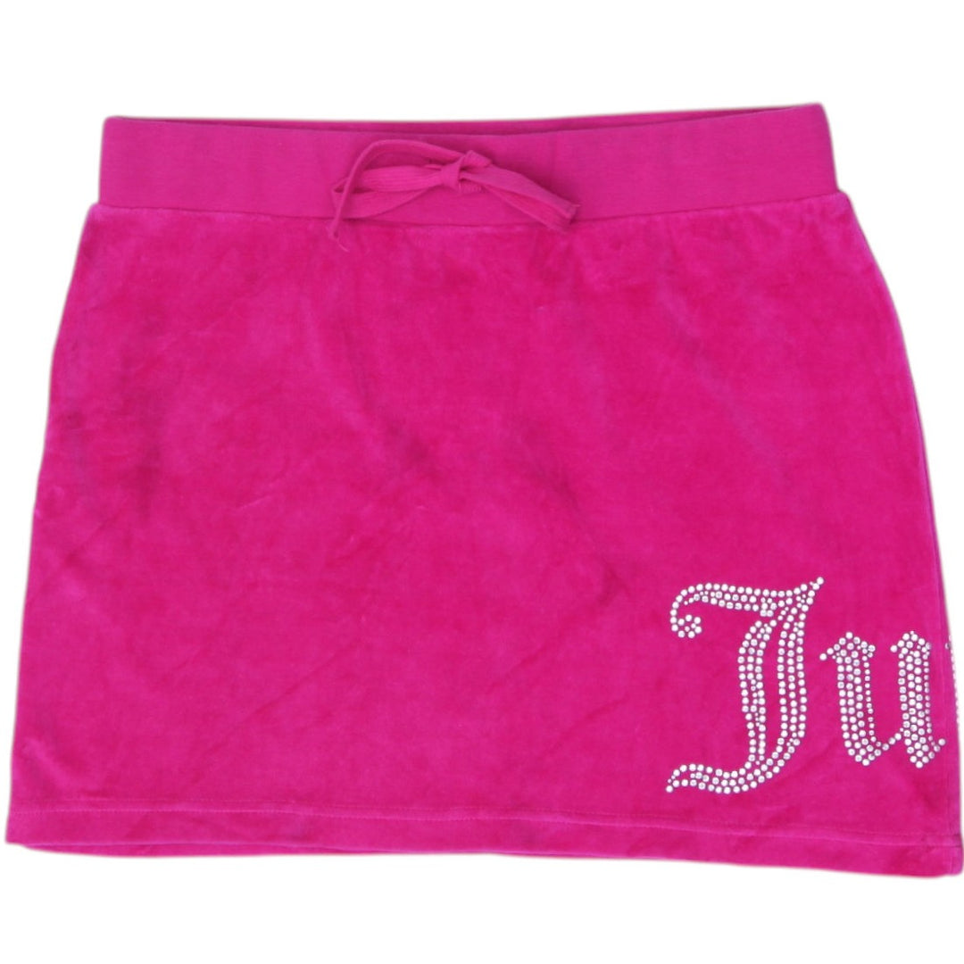Y2K Ladies Juicy Couture Hot Pink Velour Rhinestone Mini Skirt Size M