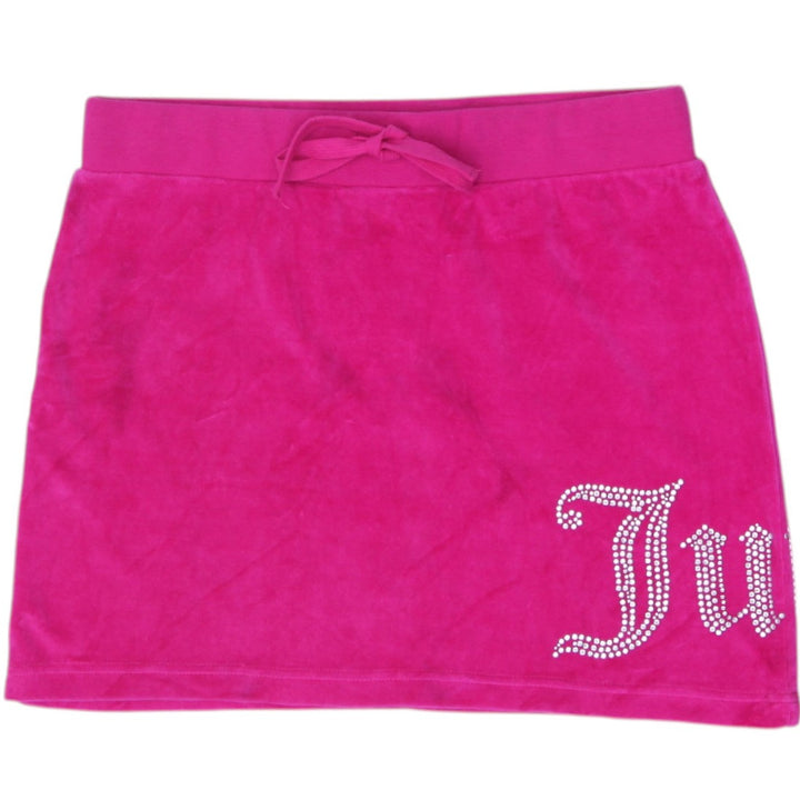 Y2K Ladies Juicy Couture Hot Pink Velour Rhinestone Mini Skirt Size M