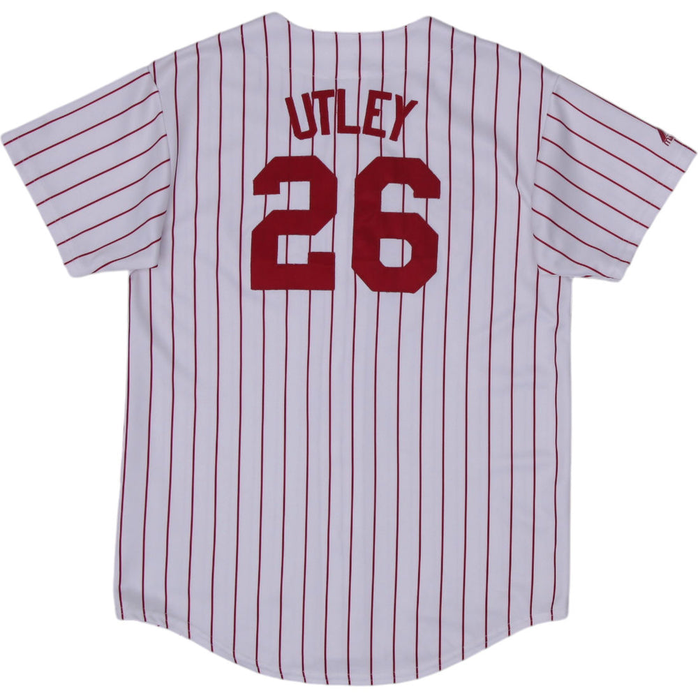 Vintage 00s Majestic Philadelphia Phillies Pinstripe Jersey Size XL | Migration_Jerseys - Side View | Fashion Rerun