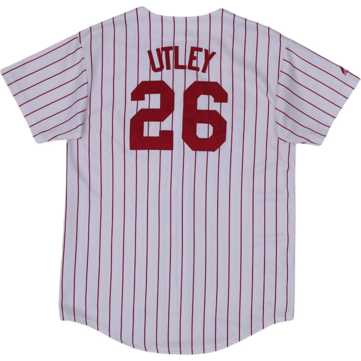 Vintage 00s Majestic Philadelphia Phillies Pinstripe Jersey Size XL | Migration_Jerseys - Side View | Fashion Rerun