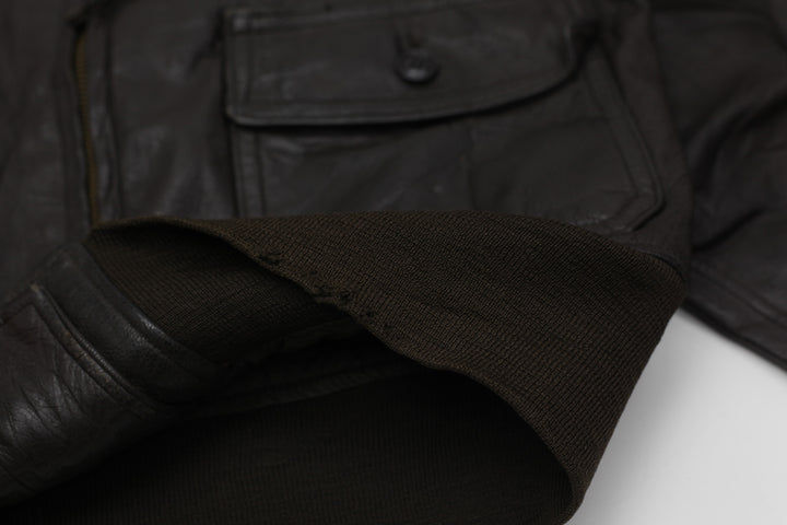 Vintage Star Sportswear Full Zip Flight Leather Jacket | Migration_Jacket UAENAT40 - Detail View | Fashion Rerun