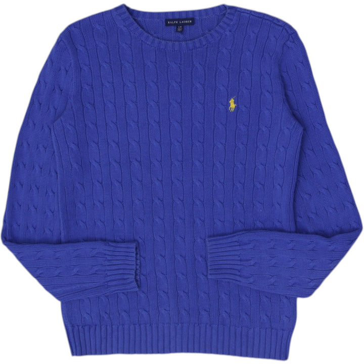Mens Ralph Lauren Sweater Blue Cable Knit Embroidered Logo Size L