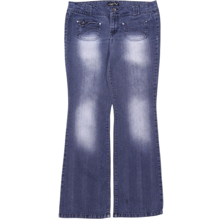 Y2K Ladies LEI Whiskered Thighs Front Pocket Detail Bootcut Jeans Size 13