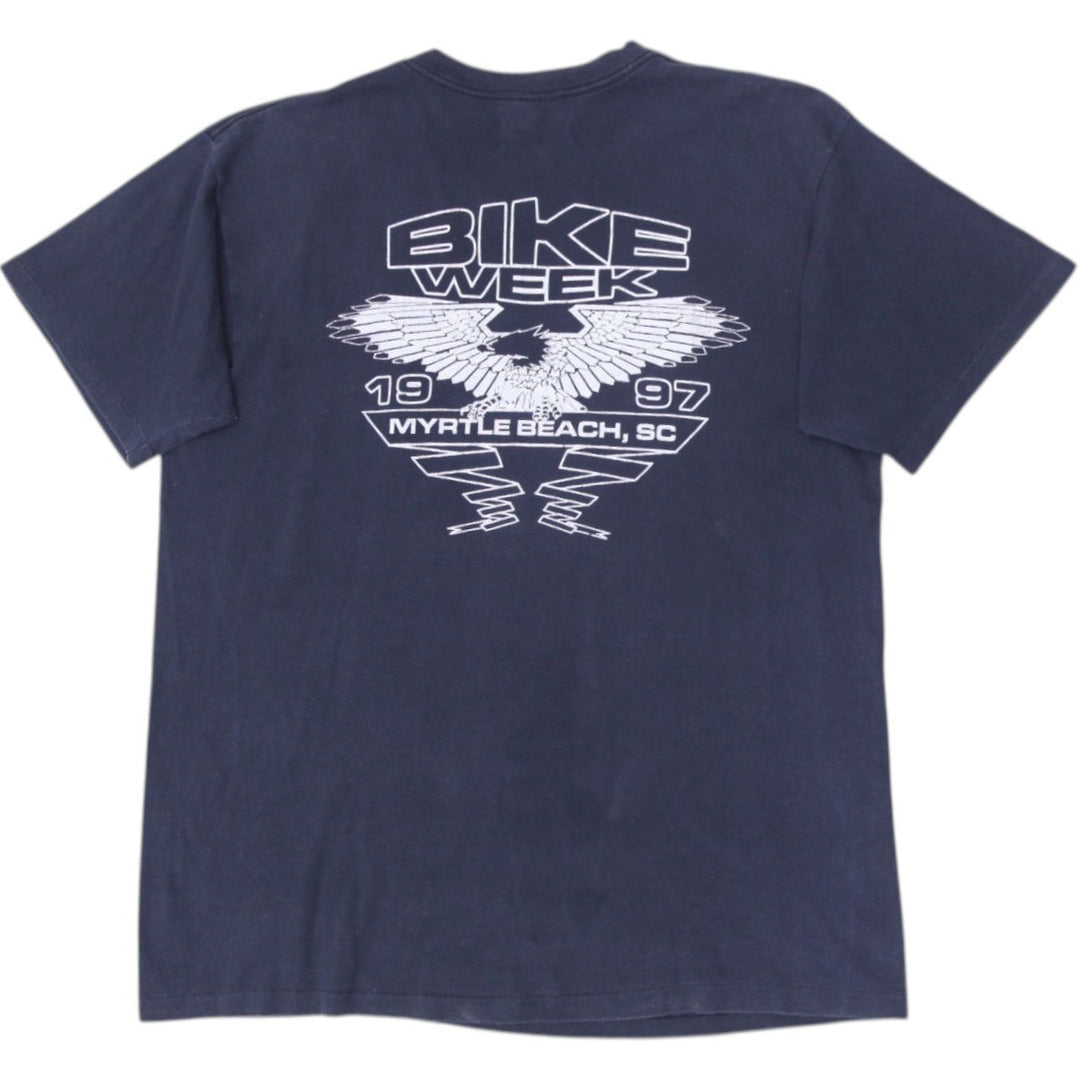 Vintage Ride With The Wind 1997 Bike Week Eagle Graphic T-Shirt Made In USA XL | Migration_T-Shirts - Side Vi | Fashion Rerun