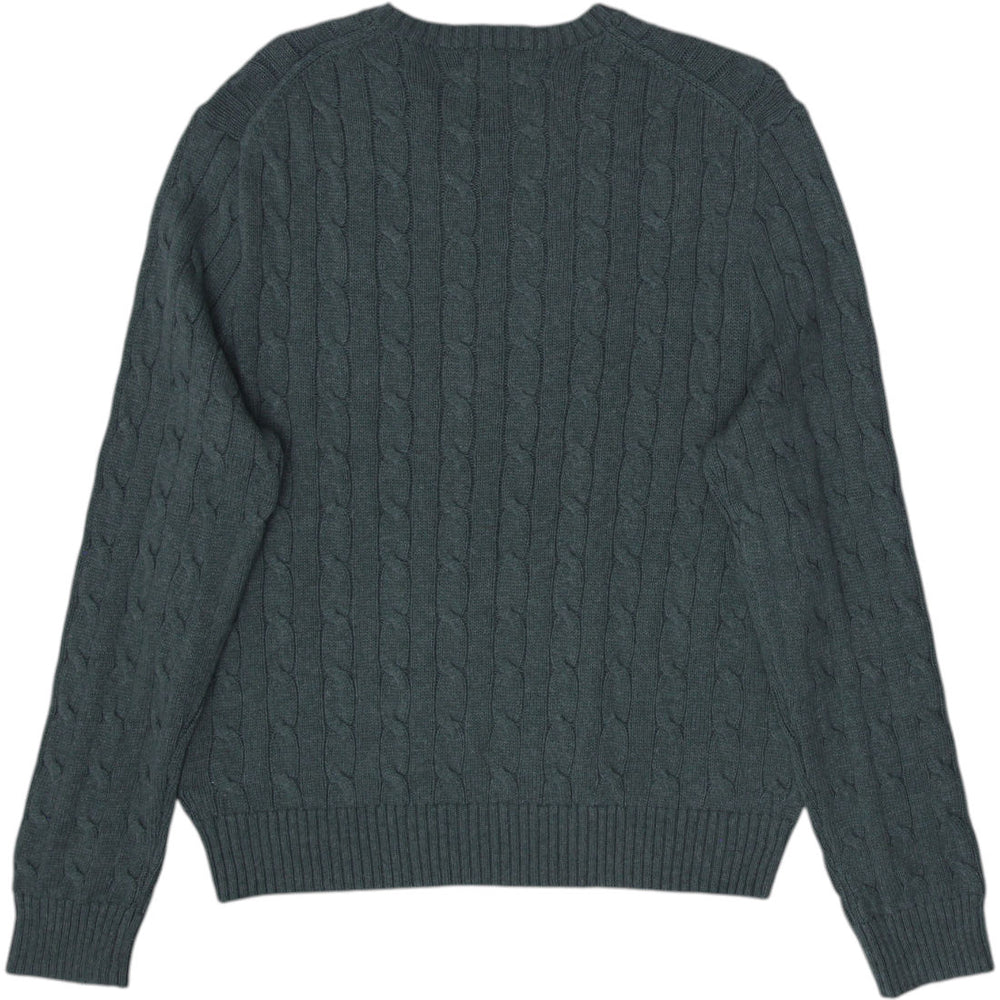 Mens Polo Ralph Lauren Green Cable Wool Knitwear Sweater Size L | Migration_Knitwear & Sweaters RL Collection | Fashion Rerun
