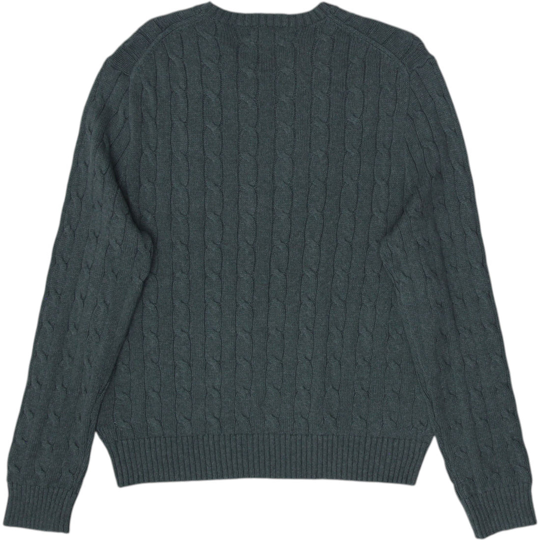 Mens Polo Ralph Lauren Green Cable Wool Knitwear Sweater Size L | Migration_Knitwear & Sweaters RL Collection | Fashion Rerun