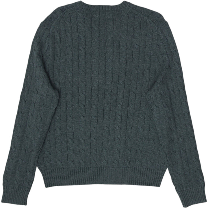 Mens Polo Ralph Lauren Green Cable Wool Knitwear Sweater Size L | Migration_Knitwear & Sweaters RL Collection | Fashion Rerun