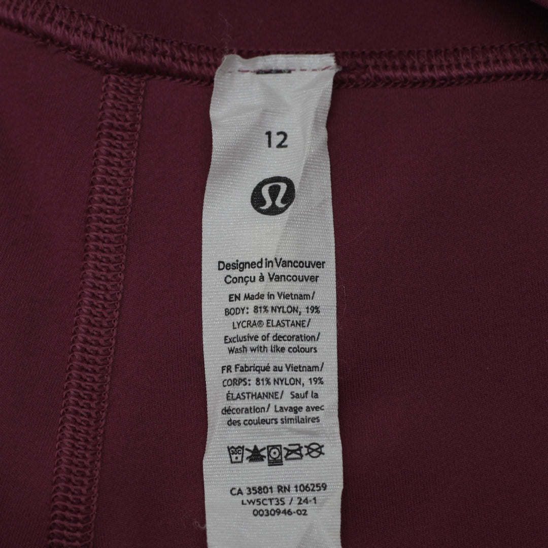 Ladies Lululemon InStill High-Rise Tight Leggings Plum Berry Purple Red Size 12