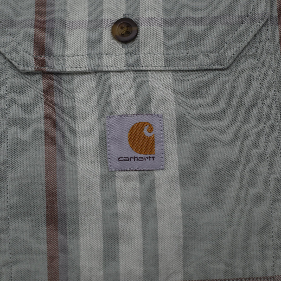 Mens Carhartt Loose Fit Plaid Short Sleeve Button Up Shirt Size L