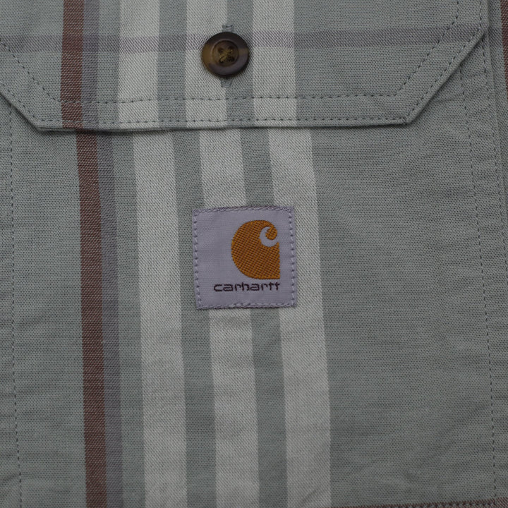 Mens Carhartt Loose Fit Plaid Short Sleeve Button Up Shirt Size L