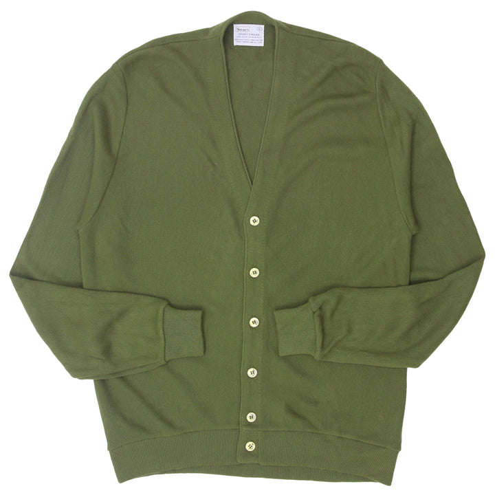 Vintage Mens Sears Cardigan Green Orlon Acrylic Long Sleeve | Migration_Knitwear & Sweaters | Fashion Rerun